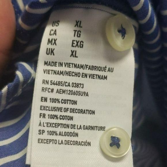 American Eagle Men's Classic Fit Blue Striped Button Down Business Shirt XL - Picture 7 of 7